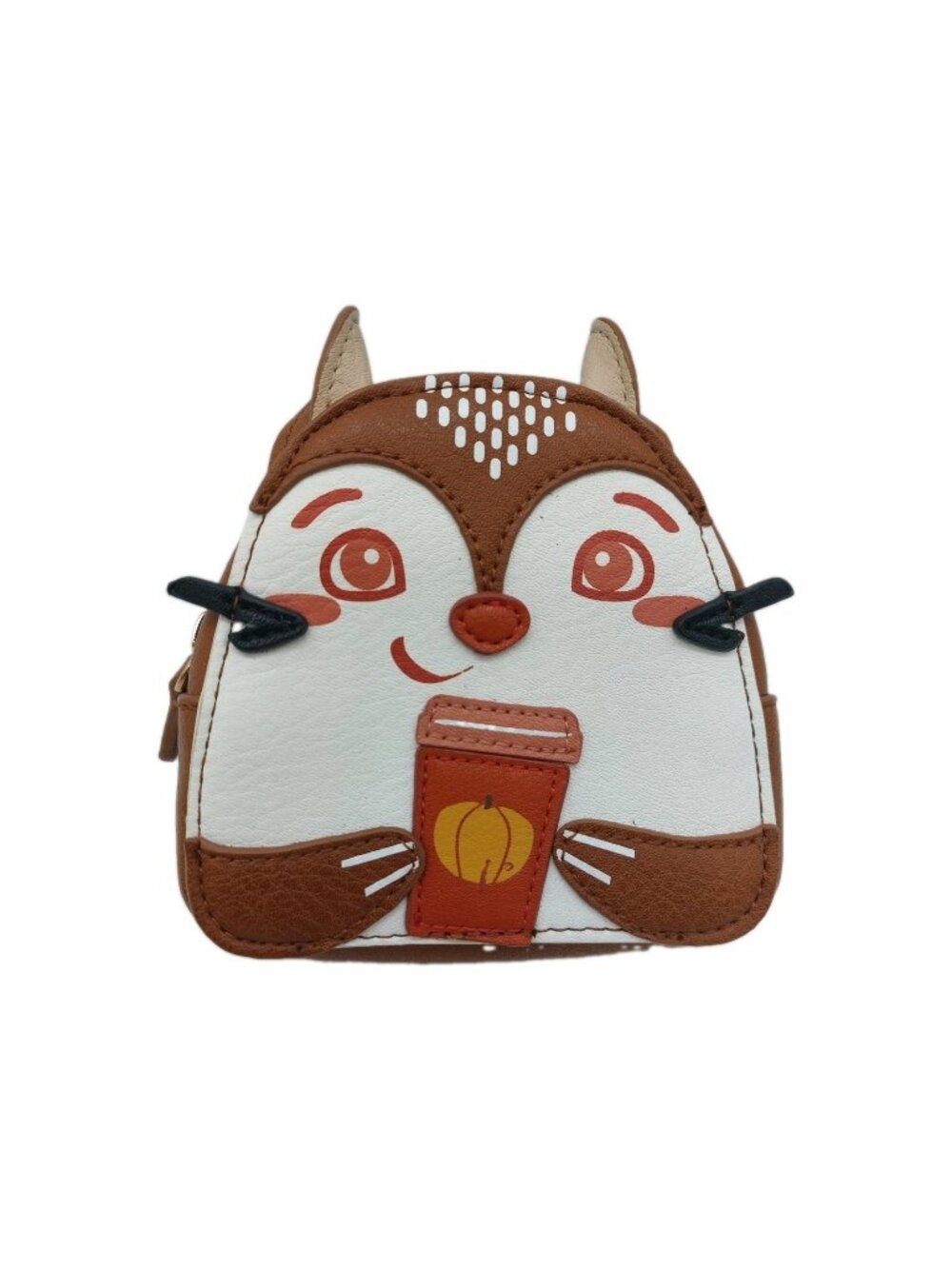 Lauren Conrad Squirrel Coin Pouch Purse Holding Pumpkin Drink Faux Leather